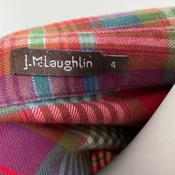 J. McLaughlin colorful red plaid long sleeve button front shirt - Picture 3 of 6